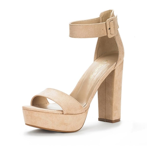 Chunky High Heel Platform Sandals - NUDE SUEDE -  0